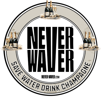 Never Waver Save Water Drink Champagne funny graphic tees, sarcastic shirts, humorous hoodies, adult humor clothing, Never Waver brand, bold apparel, edgy sayings, funny t-shirts for men and women, attitude clothing
