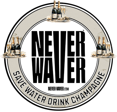 Never Waver Save Water Drink Champagne funny graphic tees, sarcastic shirts, humorous hoodies, adult humor clothing, Never Waver brand, bold apparel, edgy sayings, funny t-shirts for men and women, attitude clothing
