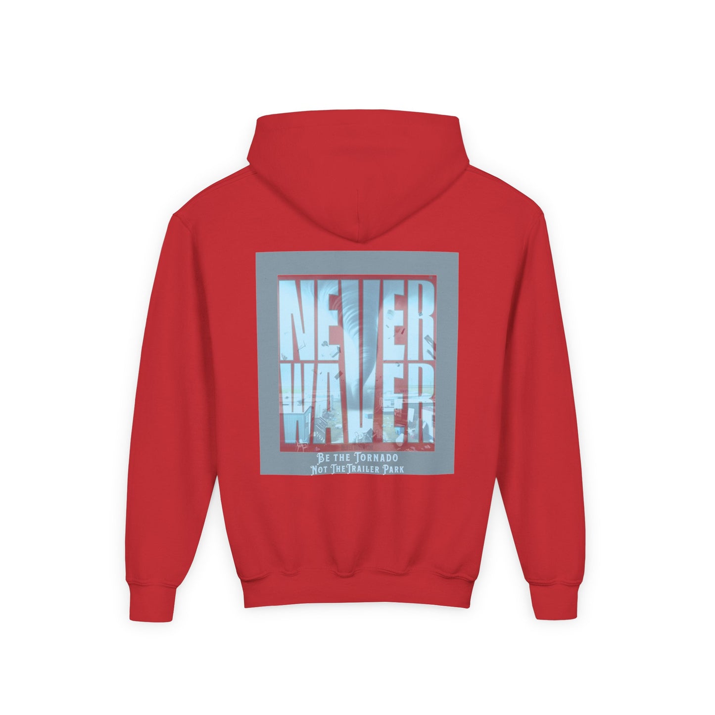 Youth Tornado-Themed Hooded Sweatshirt - "Never Walker" Design - Never Waver