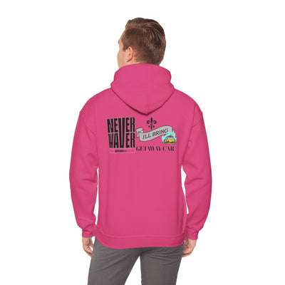 Unisex Heavy Blend™ Hooded Sweatshirt - "Never Waver I'll Bring The Getaway Car" Inspirational Hoodie - Never Waver