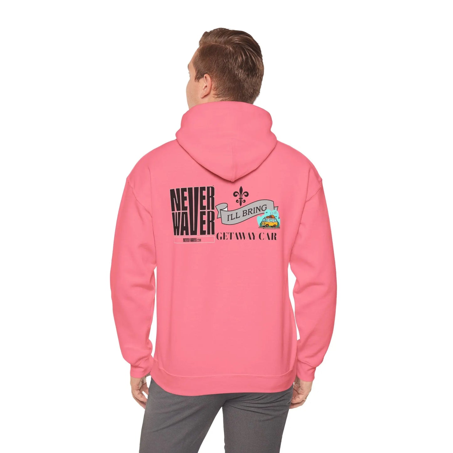 Unisex Heavy Blend™ Hooded Sweatshirt - "Never Waver I'll Bring The Getaway Car" Inspirational Hoodie - Never Waver
