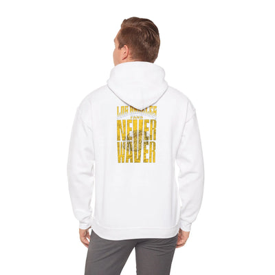 Los Angeles Fans Never Waver w Leopard Football Unisex Heavy Blend™ Hooded Sweatshirt - Cozy, Motivational Apparel for Everyday Wear - Never Waver