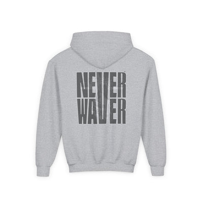 Hoodie - "Never Waver” Jesus a bold, eye-catching design that reflects a steadfast faith and confidence in Christ. " Sweatshirt for Young - Never Waver