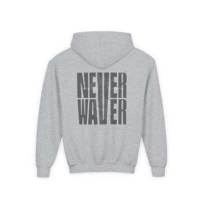 Hoodie - "Never Waver” Jesus a bold, eye-catching design that reflects a steadfast faith and confidence in Christ. " Sweatshirt for Young - Never Waver