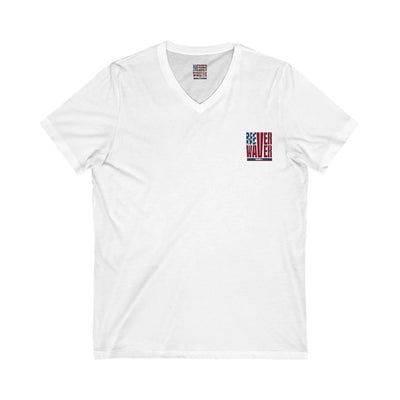 Never Waver Like This Mom V-Neck Tee for Moms - Patriotic Short Sleeve Shirt - Never Waver