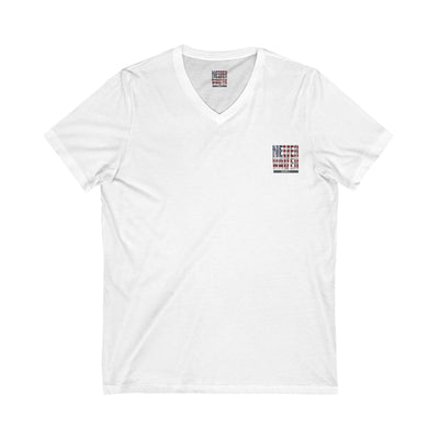 Unisex V-Neck Tee - 'America Never Wavers' Patriotic Shirt - Never Waver
