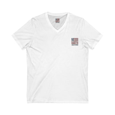 Unisex V-Neck Tee - 'America Never Wavers' Patriotic Shirt - Never Waver