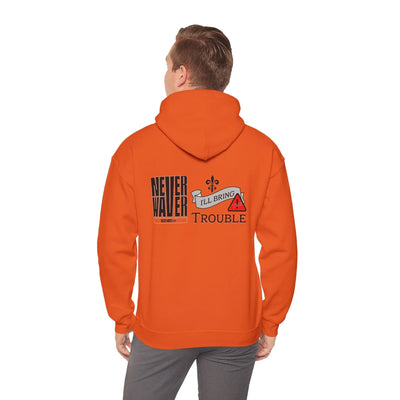 Unisex Heavy Blend™ Hooded Sweatshirt - "Never Waver I'll Bring The Trouble" Inspirational Hoodie - Never Waver
