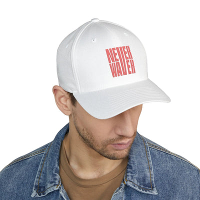 Stylish Embroidered Cap - "NEVER WAVER" Red Baseball Hat - Never Waver