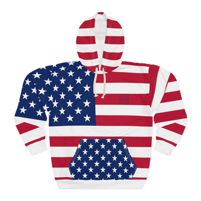 Patriotic Unisex Pullover Hoodie - Never Waver American Flag Design - Never Waver