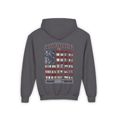 Youth Heavy Blend Hoodie - "America Never Waver " Motivational Sweatshirt - Never Waver