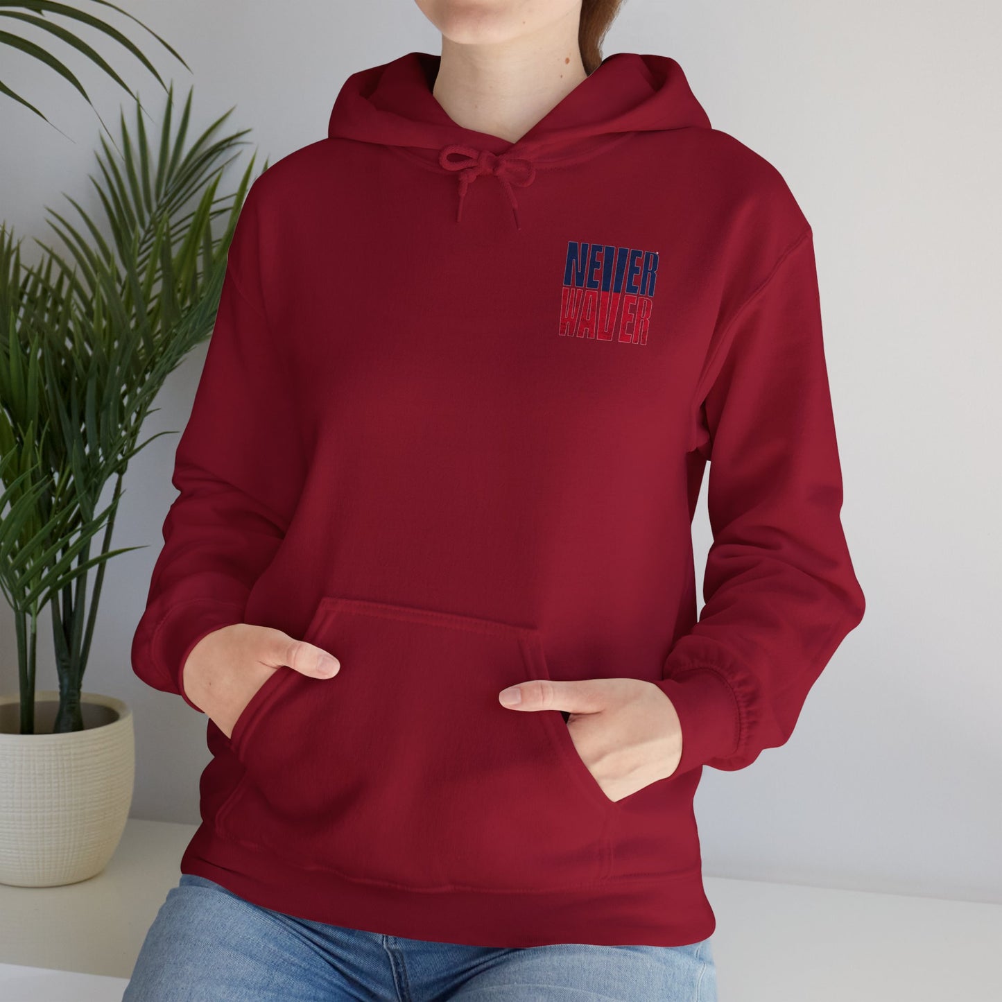 Unisex Heavy Blend™ Hooded Sweatshirt - New England Fans Never Waver w Leopard football - Never Waver