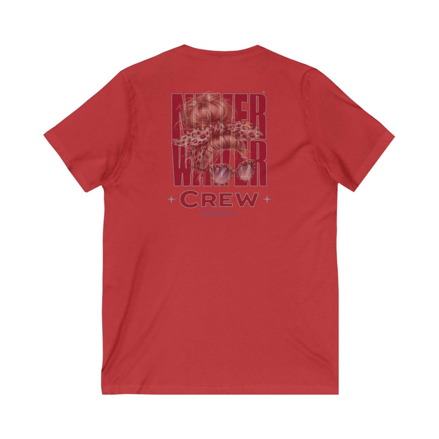 Unisex V-Neck Tee - Never Waver Inspirational Crew T-Shirt - Never Waver