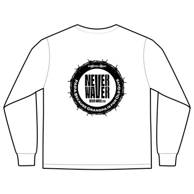 Unisex Long Sleeve Pocket T-Shirt - Never Waver PAPA Because Grandpa Is For Old Guys Design - Never Waver