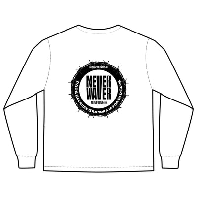 Unisex Long Sleeve Pocket T-Shirt - Never Waver PAPA Because Grandpa Is For Old Guys Design - Never Waver