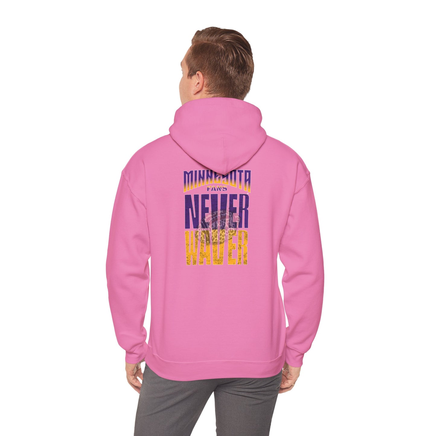 Minnesota Fans Never Waver w Leopard Football Unisex Heavy Blend™ Hooded Sweatshirt - Never Waver Design - Never Waver
