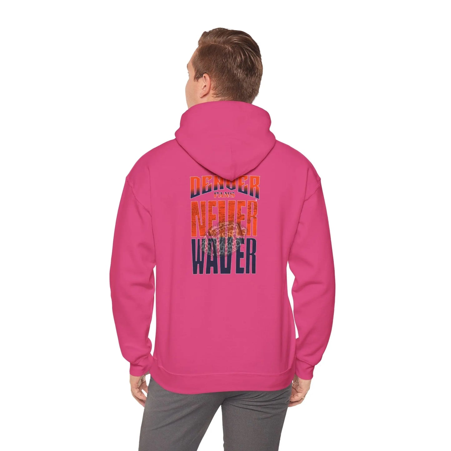 Unisex Heavy Blend™ Hooded Sweatshirt - Denver Fans Never Waver W Leopard Football Motivation - Never Waver