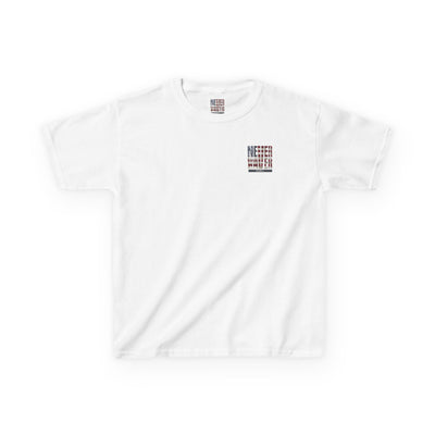 Patriotic Kids Heavy Cotton Tee - 'America Never Waver' USA Graphic Tee - Never Waver