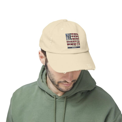 Distressed Cap - "Never Waver" Statement Hat for Everyday Style Patriotic - Never Waver