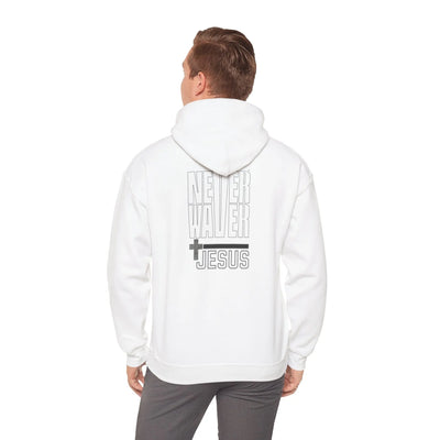Never Waver” Jesus a bold, eye-catching design that reflects a steadfast faith and confidence in Christ. Hoodie - Unisex Heavy Blend™ Sweatshirt - Never Waver