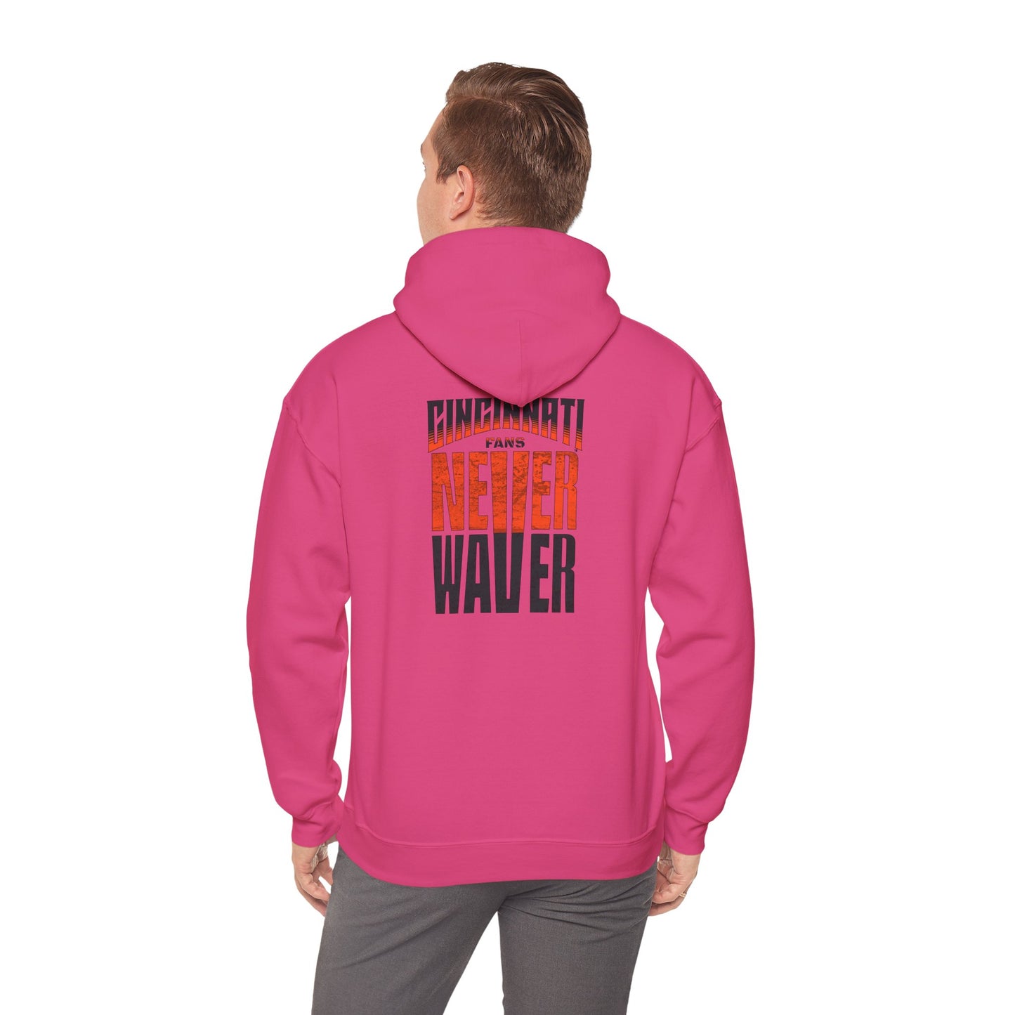 Cincinnati Fans Never Waver Hoodie - Unisex Heavy Blend Sweatshirt - Never Waver