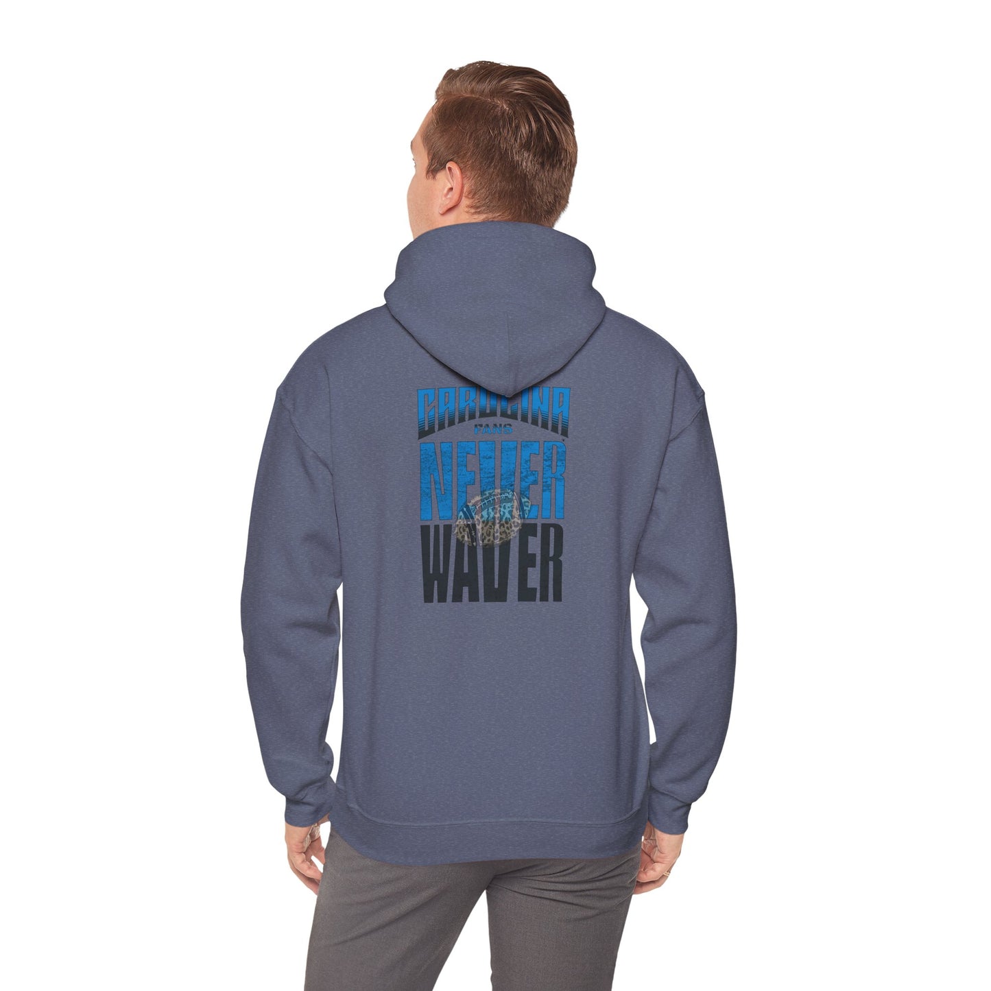 Unisex Heavy Blend™ Hooded Sweatshirt - Never Waver Carolina Fans w Leopard Football - Never Waver