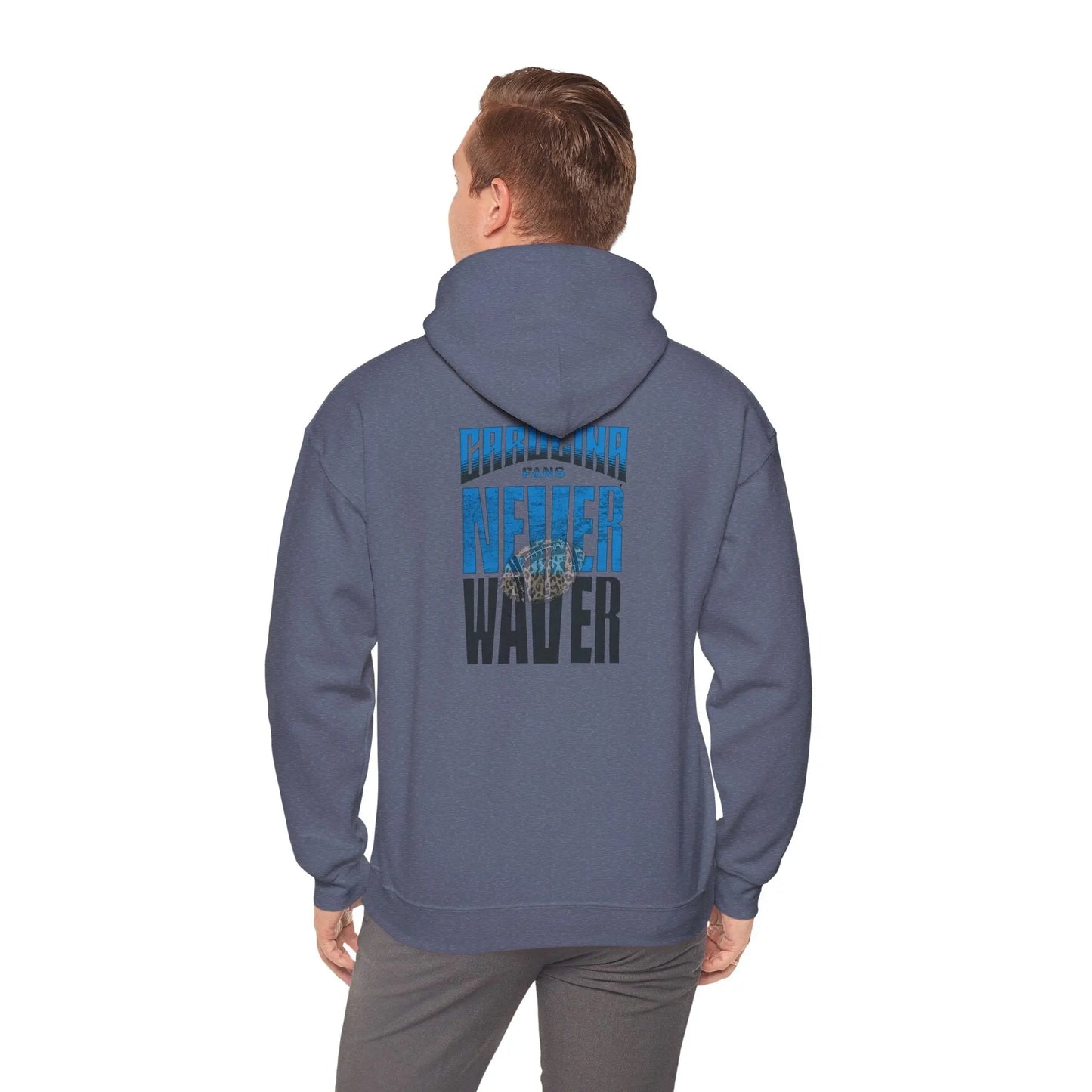Unisex Heavy Blend™ Hooded Sweatshirt - Never Waver Carolina Fans w Leopard Football - Never Waver