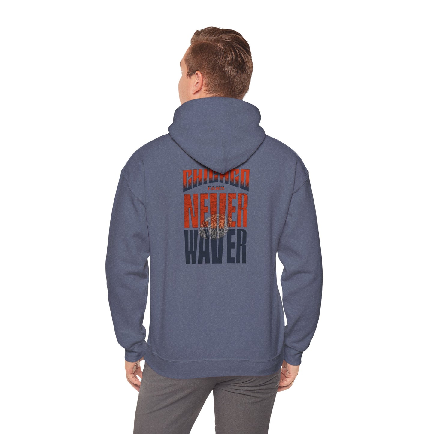 Unisex Heavy Blend™ Hooded Sweatshirt - Chicago Fans Never Waver w Leopard Football Motivational Hoodie - Never Waver