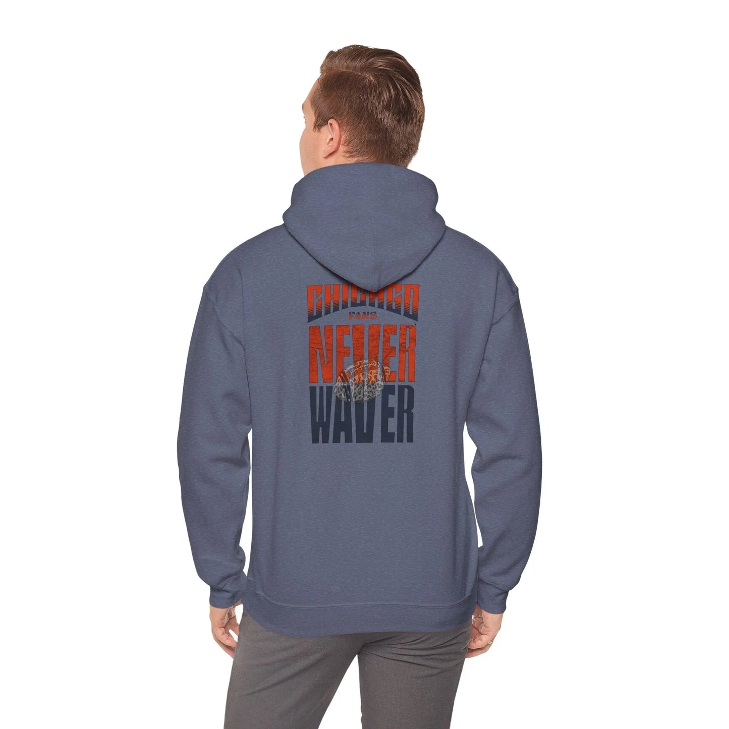 Unisex Heavy Blend™ Hooded Sweatshirt - Chicago Fans Never Waver w Leopard Football Motivational Hoodie - Never Waver