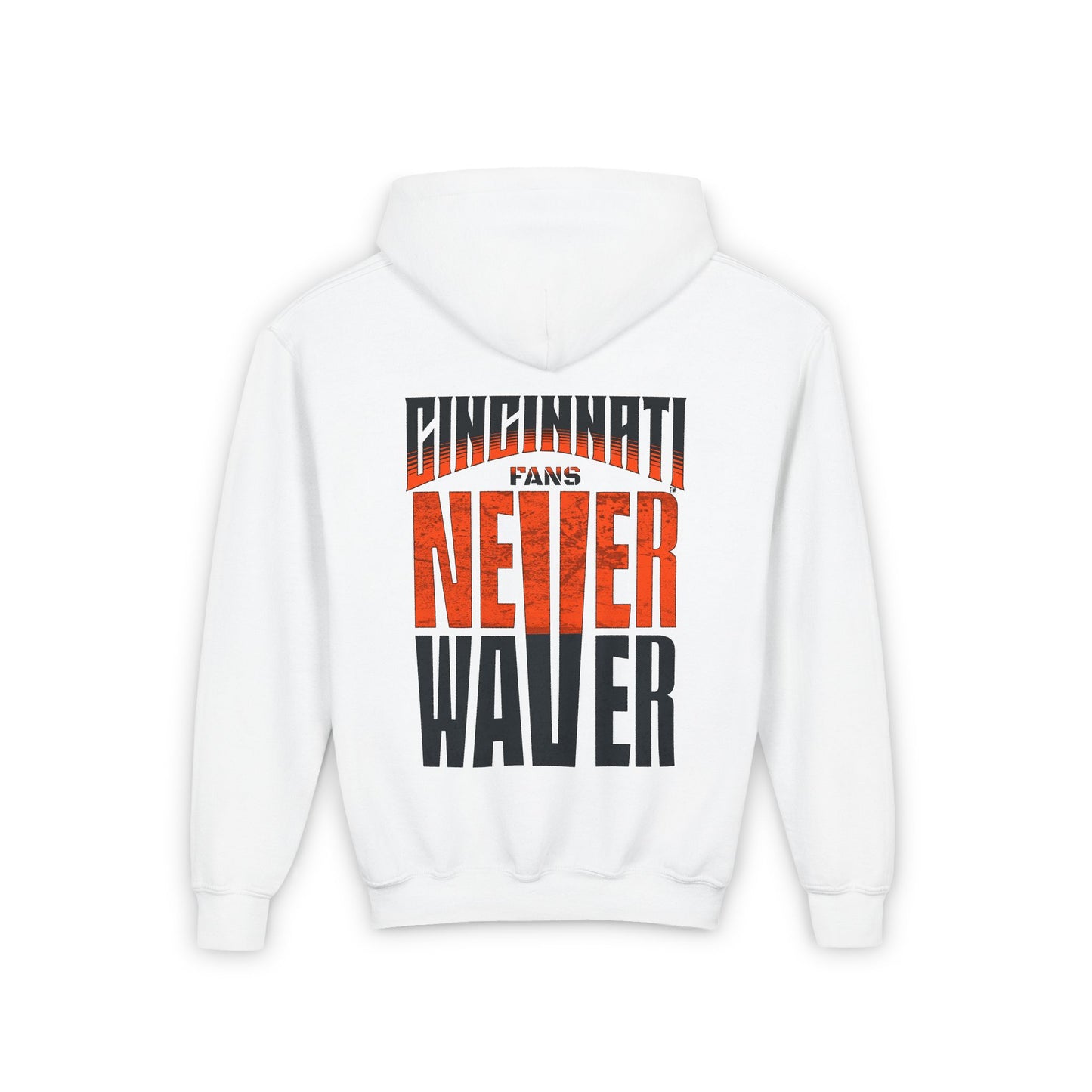 Cincinnati Fans Never Waver Youth Heavy Blend Hooded Sweatshirt - Never Waver