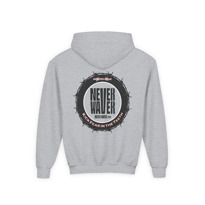 NEVER WAVER KICK FEAR IN THE TEETH Youth Heavy Blend Hooded Sweatshirt - Never Waver