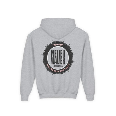 NEVER WAVER KICK FEAR IN THE TEETH Youth Heavy Blend Hooded Sweatshirt - Never Waver