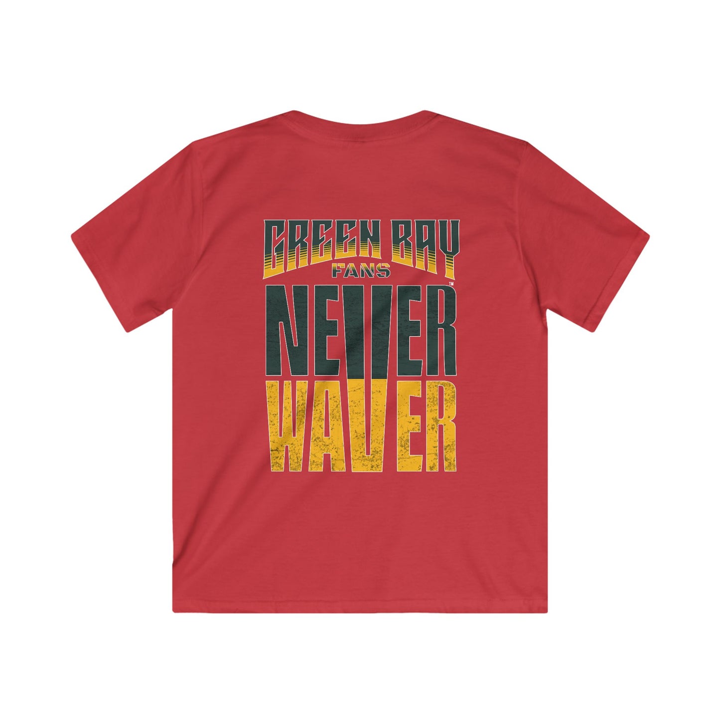 Green Bay Fans Never Waver Kids Softstyle Tee - Never Waver