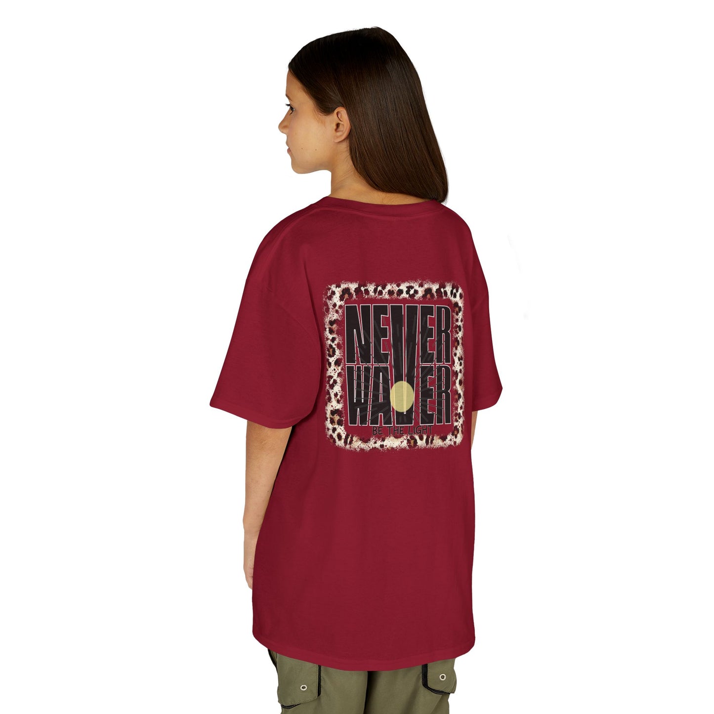 Kids Heavy Cotton™ Tee -NEVER WAVER Be The Light Design - Stylish, Comfortable Everyday Wear - Never Waver