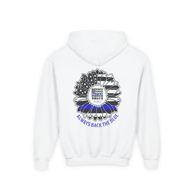 True Americans Never Waver They Always Back The Blue Vintage-Inspired Youth Hoodie with American Flag Design - Never Waver