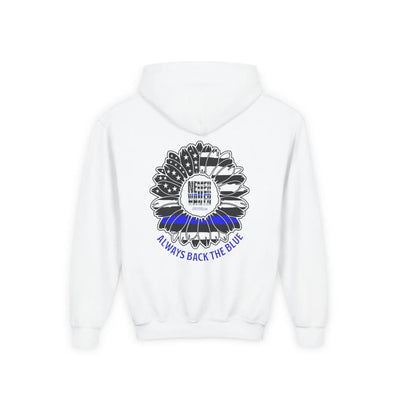 True Americans Never Waver They Always Back The Blue Vintage-Inspired Youth Hoodie with American Flag Design - Never Waver