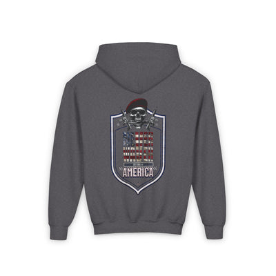 Youth Heavy Blend Hoodie - "Never Waver America" Motivational Sweatshirt - Never Waver