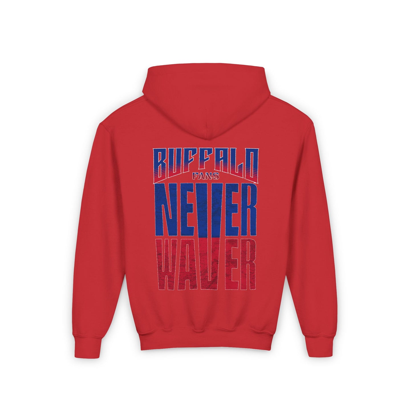 Youth 'Never Waver' Hooded Sweatshirt – Perfect for Buffalo Fans - Never Waver