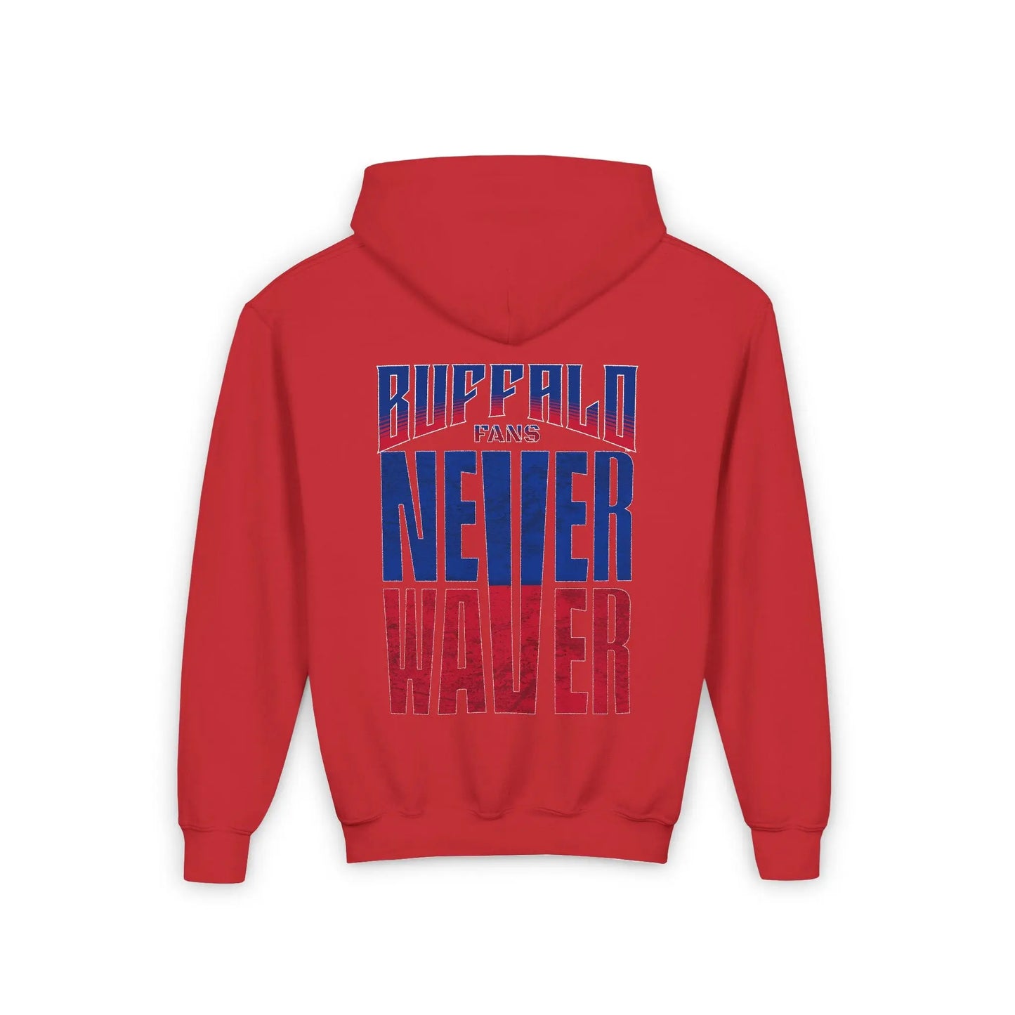 Youth 'Never Waver' Hooded Sweatshirt – Perfect for Buffalo Fans - Never Waver