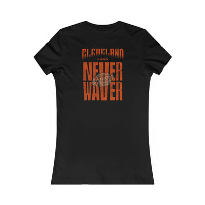 Cleveland Fans Never Waver W-Leopard Football Women's Favorite Tee - Never Waver