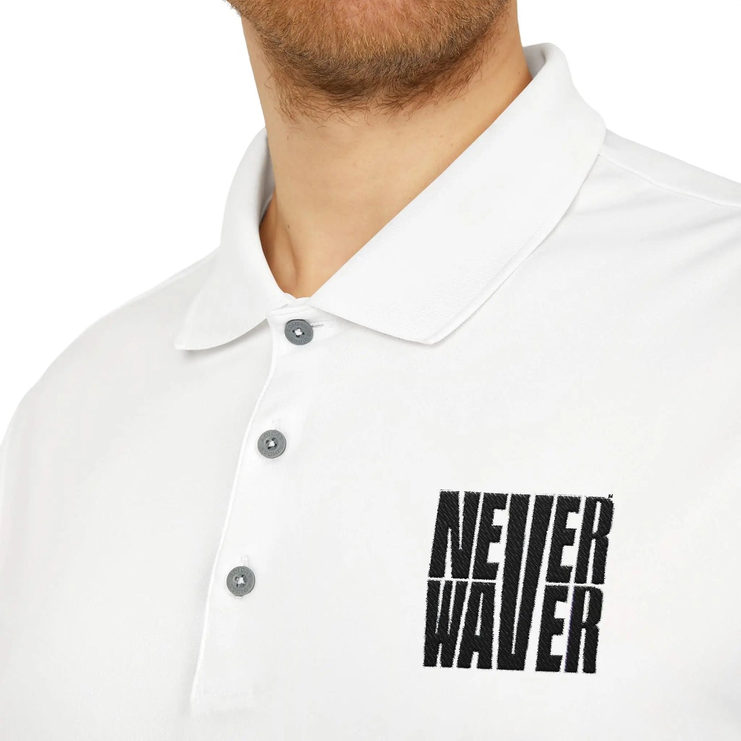 Never Waver Embroidered adidas Unisex Performance Polo - Never Waver