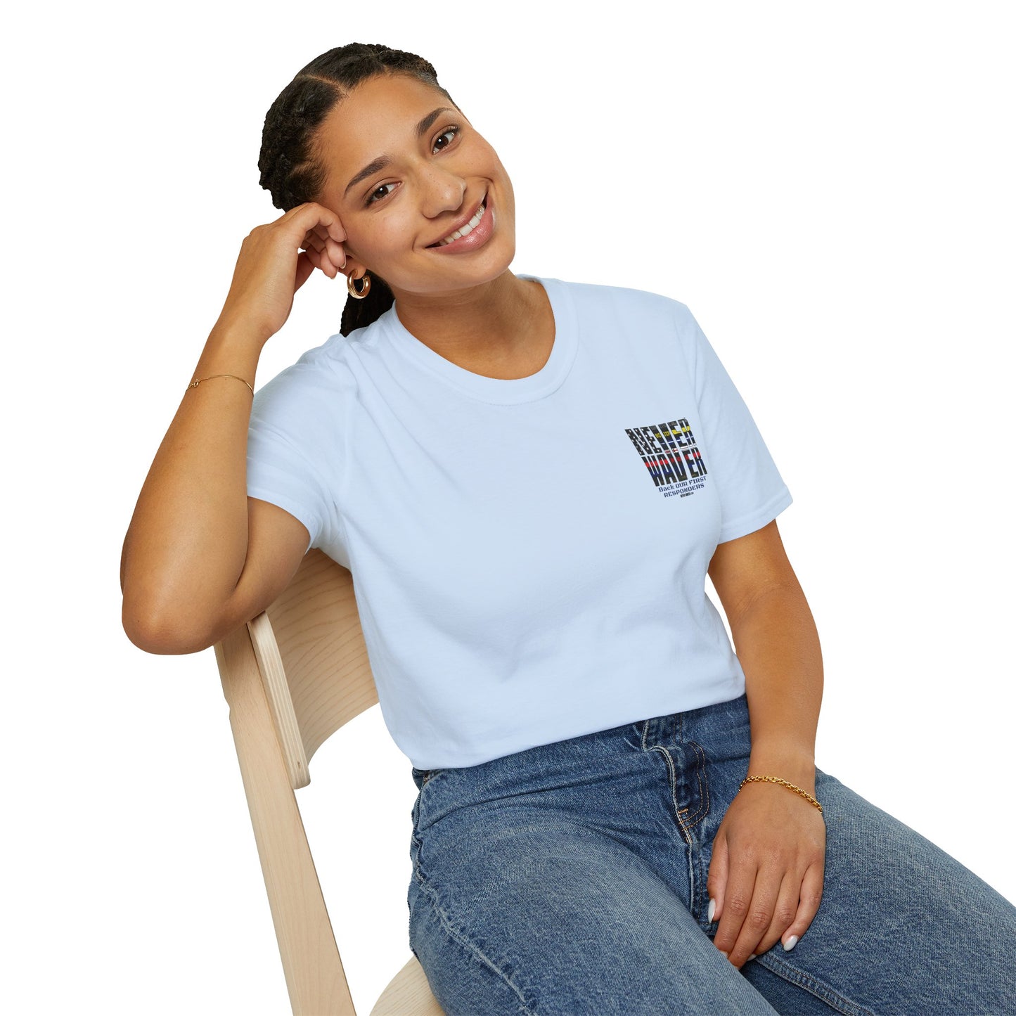 Never Waver Always Back Our First Responders Unisex Soft style T-Shirt - Never Waver