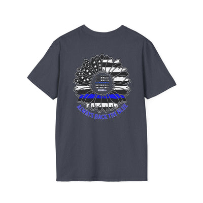 True Americans Never Waver They Always Back The Blue Unisex Softstyle T-Shirt - Never Waver