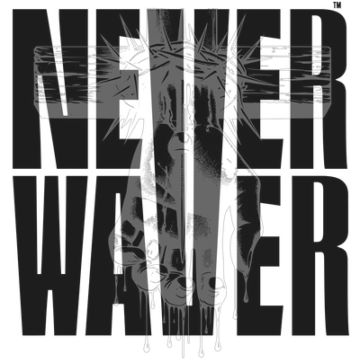 Never Waver” Jesus motivational clothing, inspirational apparel, positive mindset shirts, empowerment hoodies, Never Waver brand, motivational quotes shirts, self-growth apparel, resilience clothing, mental strength clothing