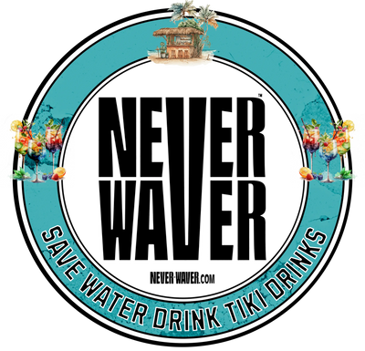 Never Waver Save Water Drink Tiki Drinks funny graphic tees, sarcastic shirts, humorous hoodies, adult humor clothing, Never Waver brand, bold apparel, edgy sayings, funny t-shirts for men and women, attitude clothing