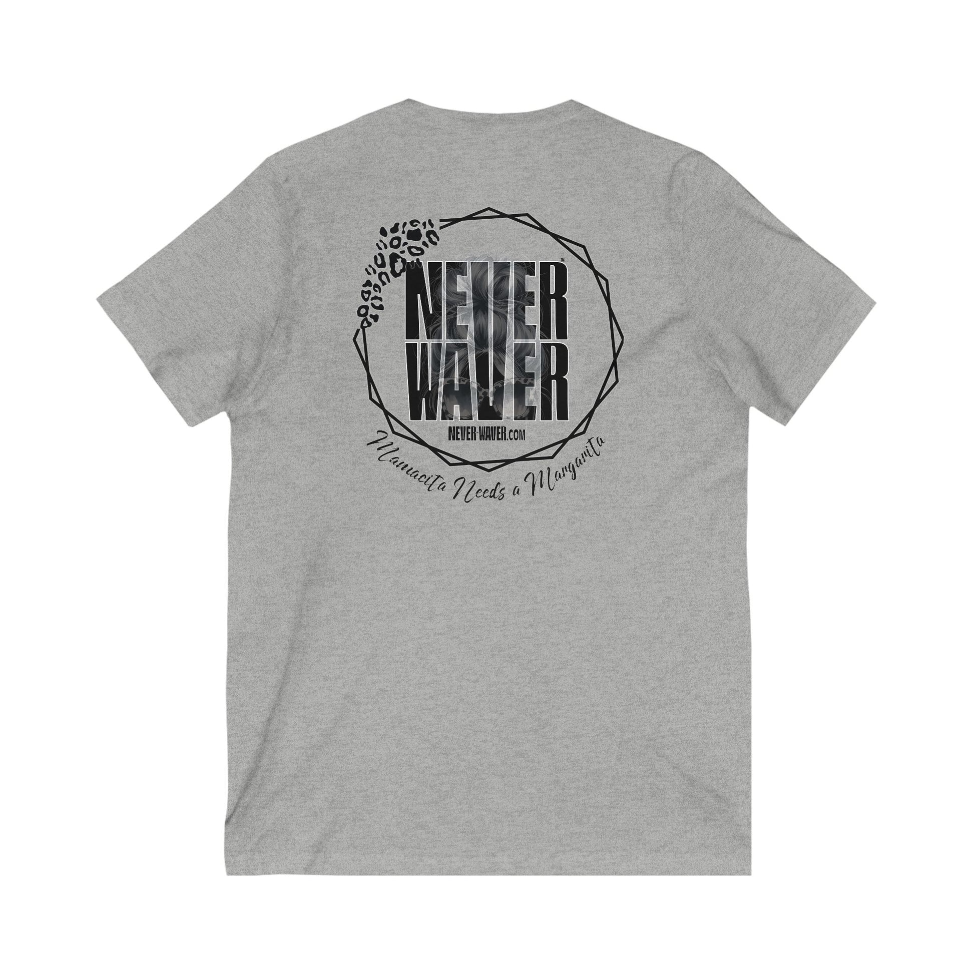 Never Waver Mamacita Needs a Margarita V-Neck Tee for Moms - Patriotic Short Sleeve Shirt - Never Waver