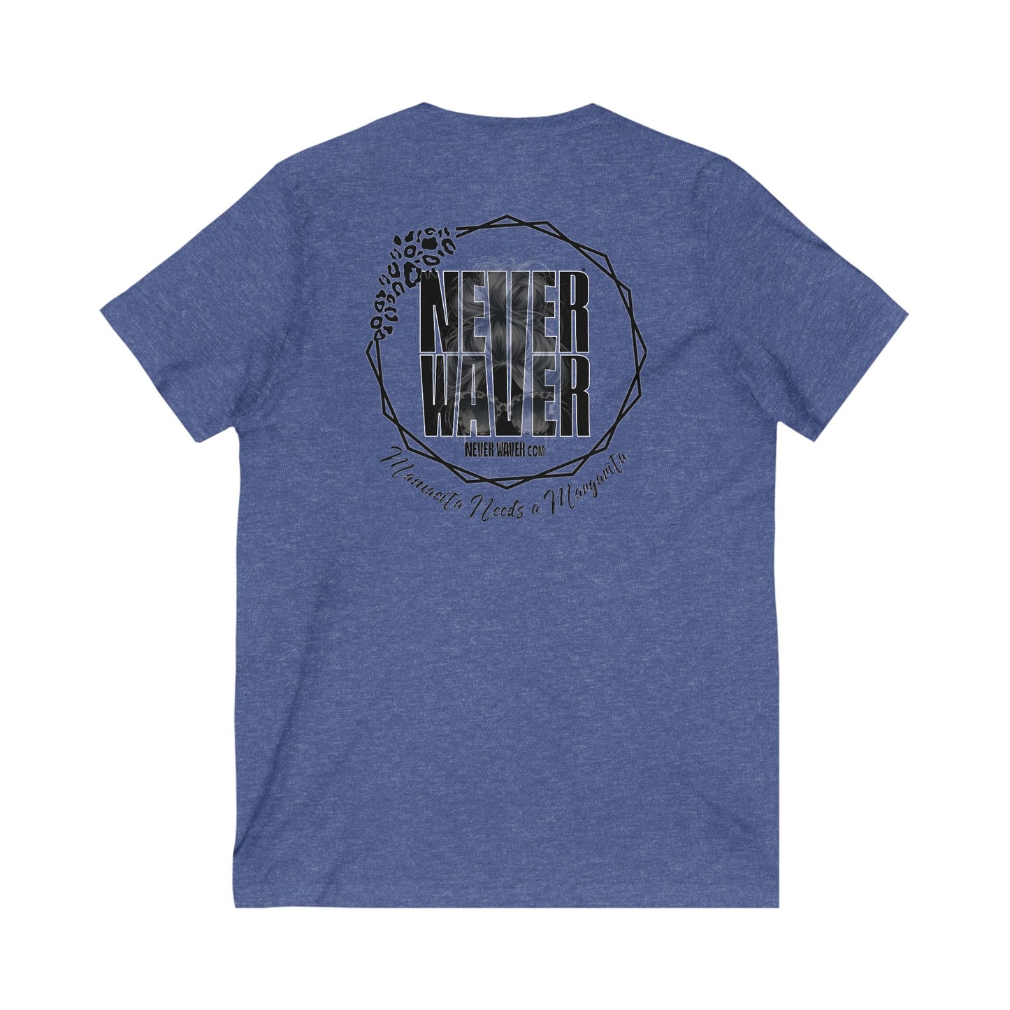 Never Waver Mamacita Needs a Margarita V-Neck Tee for Moms - Patriotic Short Sleeve Shirt - Never Waver