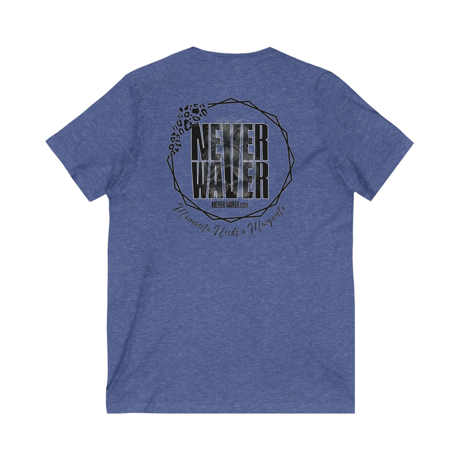Never Waver Mamacita Needs a Margarita V-Neck Tee for Moms - Patriotic Short Sleeve Shirt - Never Waver