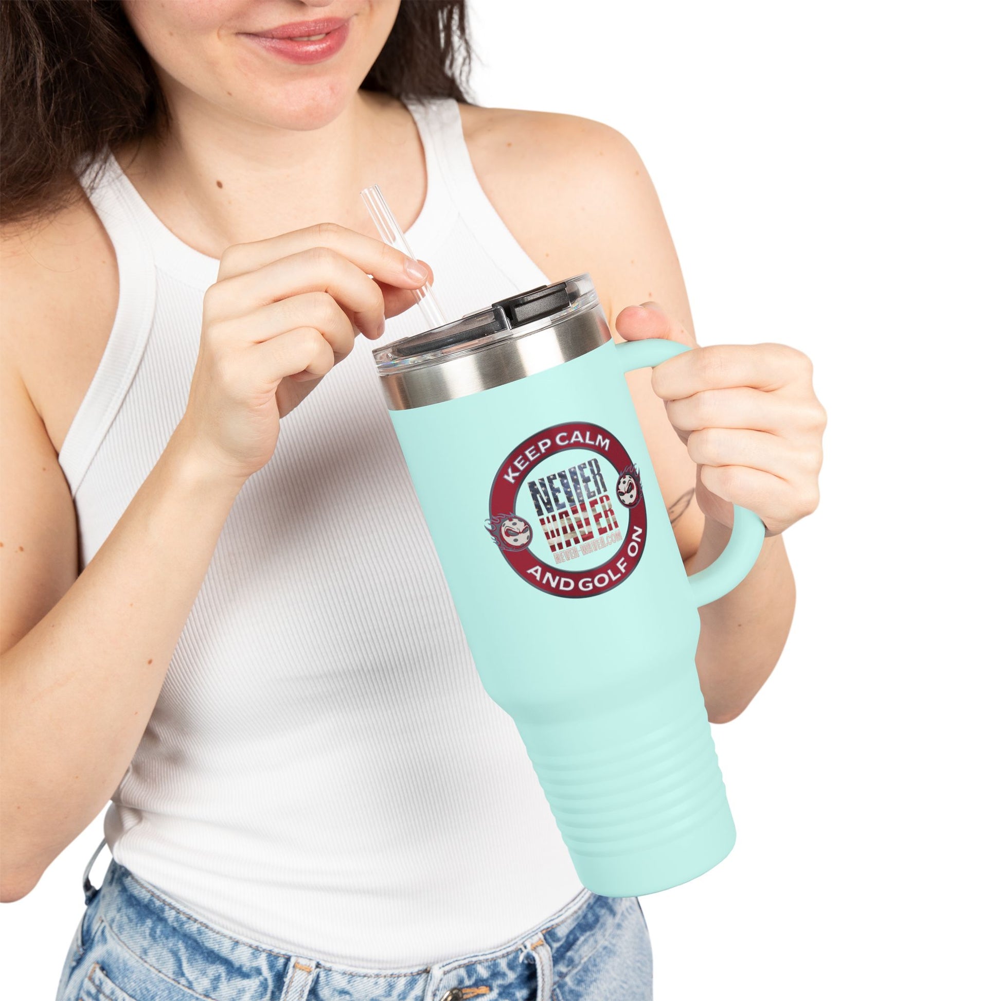 Insulated Travel Mug - "Never Waver Golf" - 40oz Sporty Drinkware - Never Waver