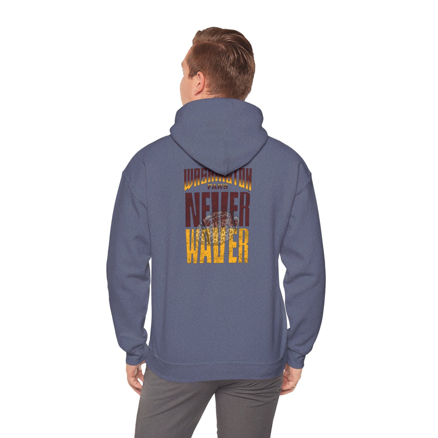 Unisex Heavy Blend™ Hooded Sweatshirt - Washington Fans Never Waver W Leopard Football- Perfect for Sports Fans - Never Waver